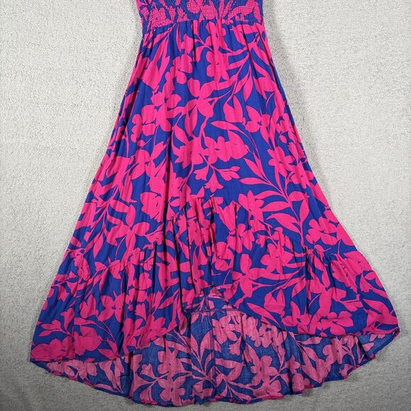 Abel the Label Sz XS Cassidy Hi-Lo Midi Dress Blue Pink Floral Flutter Sleeve - Picture 3 of 12